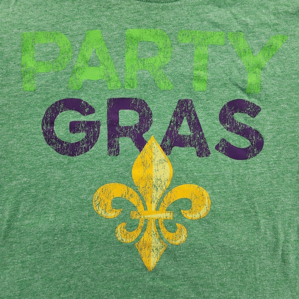 Party Gras Mardi Gras Green Short Sleeve Cotton Blend T-Shirt Men's M